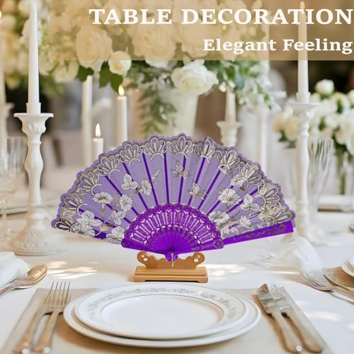 QIRMIZI 30 Pack Folding Fans – Handheld Spanish Style Fans,Bulk Hand Fans for Wedding, Tea Party, Dance, Church,Performanc...