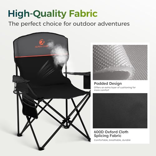 ALPHA CAMP Folding Camping Chairs for Adults Lawn Chairs Outdoor Chairs Support 225 LBS Portable Camp Chairs with Cup Hold...