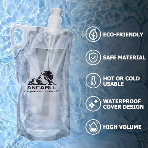 33oz Collapsible Water Bottles, 3-Pack Reusable Travel Foldable Water Bottles for Hiking Camping Running Bike, BPA-Free Wa...