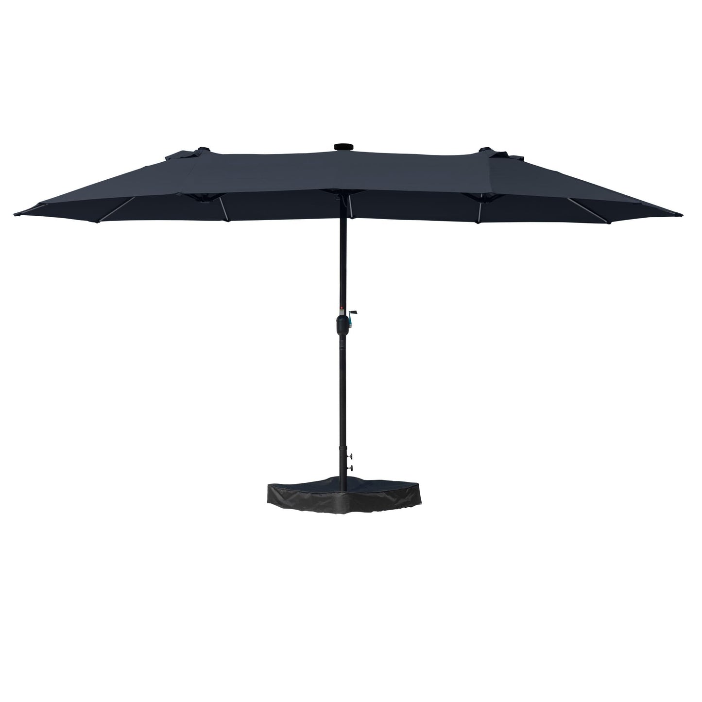 Kozyard 15ft Large Patio Umbrella with Solar Lights Outdoor Umbrella Effortless Crank Lift, Sturdy Weather-Resistant Canopy for Garden Deck Poolside Patio (NavyBlue W/SolarLight)