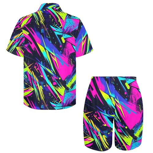 HUGLAZY Christmas Hawaiian Shirt Mens 2 Piece Outfit Tropical Shirts Short Sleeve Beach Outfit Party