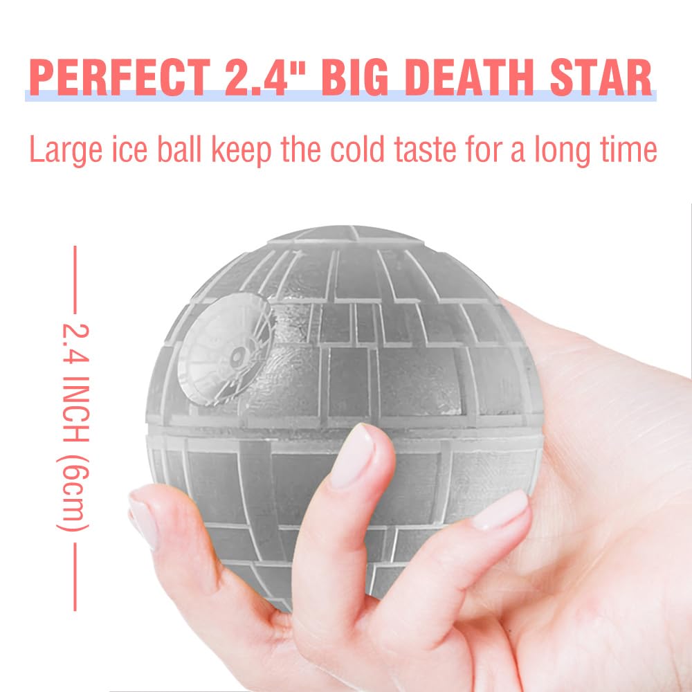 NICITY 2 Packs Death Star Ice Cube Mold with Millennium Falcon Bottle Opener，3D Star War Ice Cube Mold for Whiskey, Bourbon, Cocktails.Funny Star Wars Gifts for Men Women Him Dad