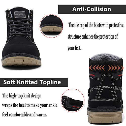 Eagsouni Mens Womens Snow Boots Warm Fur Lined Ankle Booties Hiking Trekking Trail Climbing Shoes Lace Up Anti-Slip Waterp...
