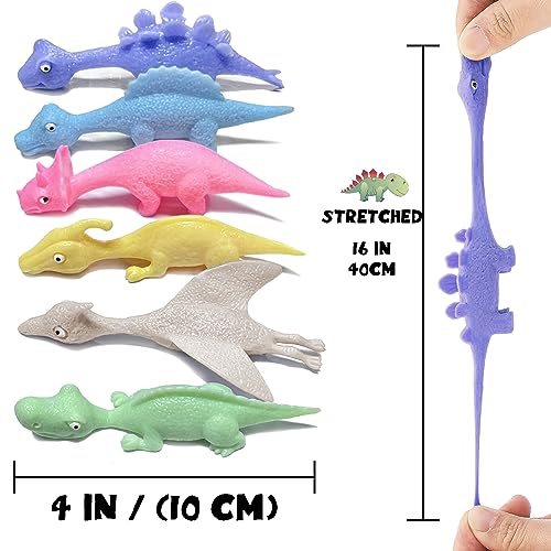 Dinosaur Toys for Kids Stocking Stuffers 12pcs Slingshot Dinosaur Finger Toys for Boys Party Favors, Bulk Flying Sticky Di...