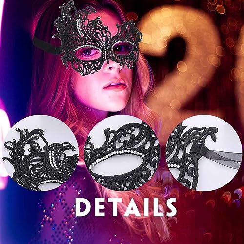Obmyec Masquerade Lace Mask Women Black Masks Proms Face Mask Halloween Eye Mask Costume Party for Women and Girls