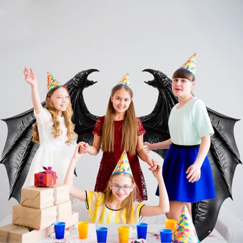 Black Dragon Wings Backdrop Dragon Theme Birthday Party Photography Background Knight Wings Hanging Banner for Birthday Ba...