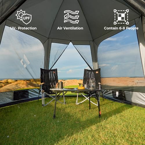KingCamp Screen Tent, Camping Tent for 6-8 Person 12' x 12' Portable Screen House Room with Detachable Sunshade for Campin...
