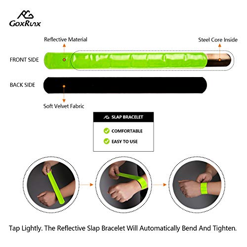 GoxRunx Reflective Bands Running Gear 6 Pack-Adjustable Reflective Armband Arm Wrist Ankle Leg Bands Reflectors -Reflectiv...