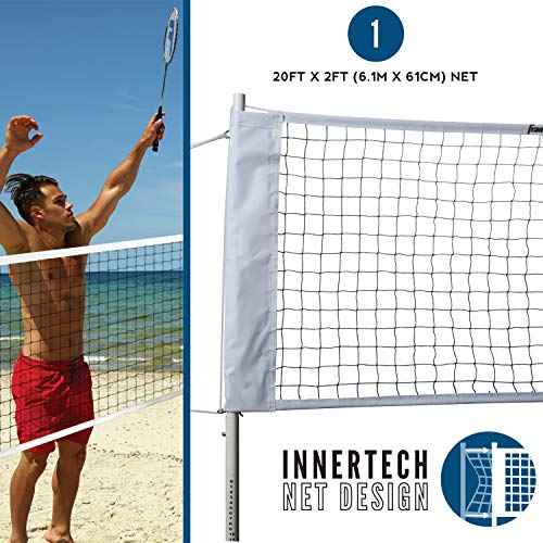 Franklin Sports Badminton Net Sets - Outdoor Backyard + Beach Badminton Net + Equipment Set - (4) Rackets + (2) Birdies + Portable Net Included - Adults + Kids Set