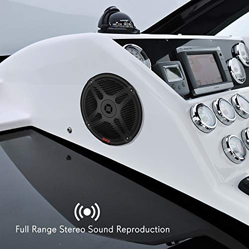 Pyle 6.5 Inch Marine Speakers - Coaxial 2-Way Waterproof Component Speaker Pair | Audio Stereo Sound System with Wireless RF Streaming Support | 6.5" In., 600 Watt - Pyle PLMRF65SB