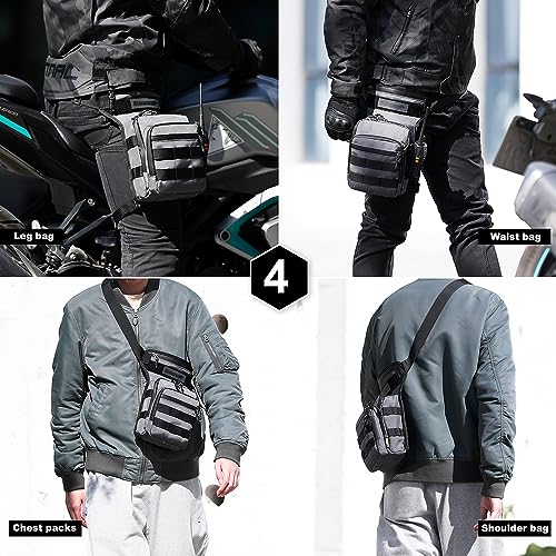 SUNELFFY Motorcycle Drop Leg Bag Military Thigh Pouch Bag Tactical Hip Thigh Pack Leg Bag Multifunctional for Riding Cycli...