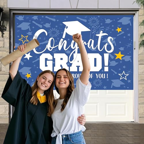 Congrats Grade Photo Backdrops 7x5 FT Blue Graduation We are so Proud of You Background Party Class of 2026 Banner Graduat...