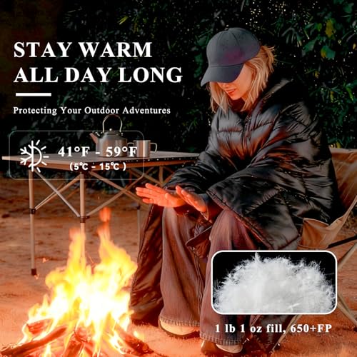 MOOX Down Camping Blanket Packable Backpacking Camping Quilt Outdoor Lightweight Warm Water Resistant Puffy Sleeping Bag T...
