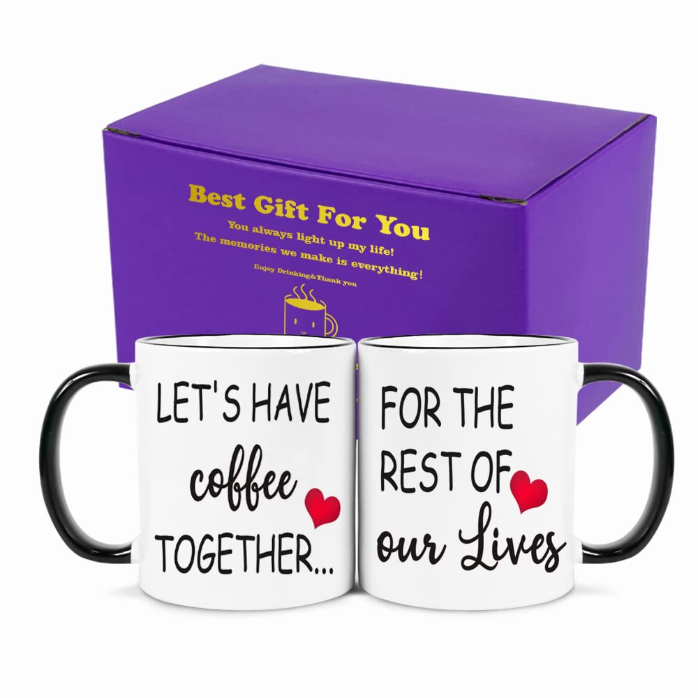 Fatbaby Wedding Gift for Couple, Engagement Gifts for Couples, Bridal Shower Gifts for Bride and Groom, Lets Have Coffee Together For The Rest Of Our Lives Mr and Mrs Couple Mug Set 11oz