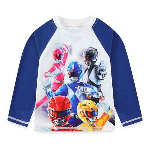 Power Rangers Boys UPF 50+ Rash Guard and Swim Trunks for Big Kids