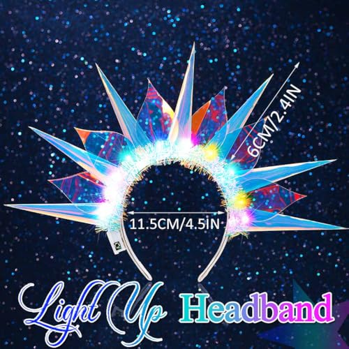 BARTOSI Light Up Headband LED Glow Hairbands Goddess Headpiece Festival Costume Hair Accessories for Women