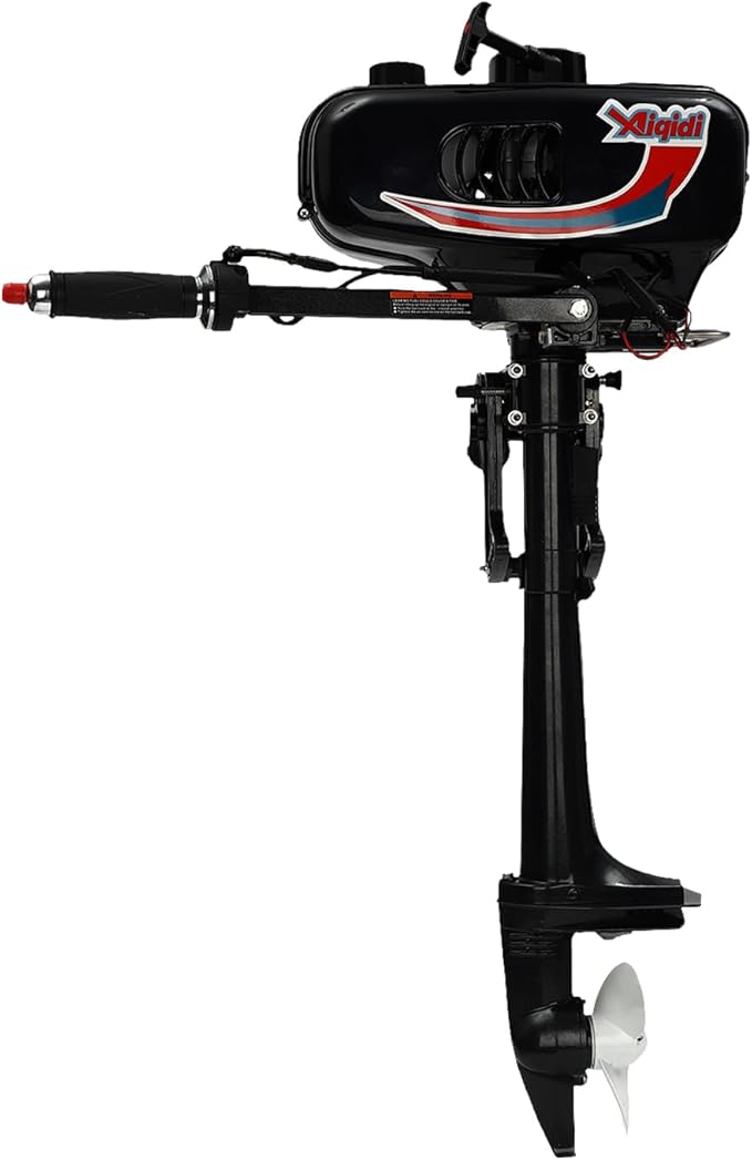 Outboard Motor, 2 Stroke 52CC 1.45KW Fuel Oil Outboard Boat Motor Engine Heavy Duty Fishing Boat Motor Engine with Water C...