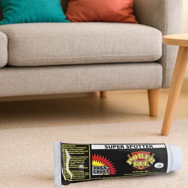 Pro's Choice Power Gel Tube, Professional Carpet Gel Stain Remover for Clothes Laundry, Concentrated Spot Cleaner for Clothes, Tough Stains, Carpets, Upholstery & Fabric, Squeeze Tube Application, 3oz