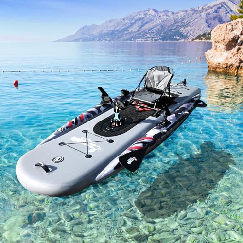 Inflatable Fishing Kayak for Adults - 1 Person, Pedal Drive, Folding, with Movable Seat, Hand Pump & Paddle & Oxford Bag, ...