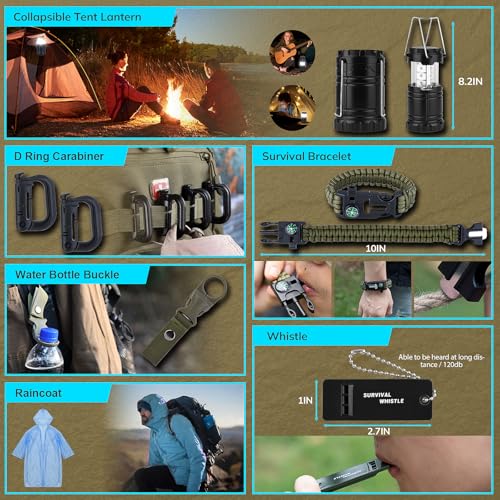 Survival Kit, Gifts for Christmas Men, Women, 251pcs Emergency Survival Gear and Supplies Equipment, First Aid Kit with Cr...