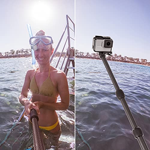 Smatree Carbon Fiber Detachable Extendable Floating Pole Selfie Stick Compatible for GoPro Hero 13/12/11/10/9/8/7/6/5/4/3 ...