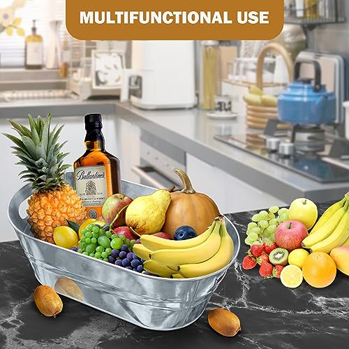 4 PCS 3 Gallon Galvanized Tub Champagne Bucket with Carry Beer Drink Storage Cooler Metal Beverage Ice Tub Galvanized Ice ...