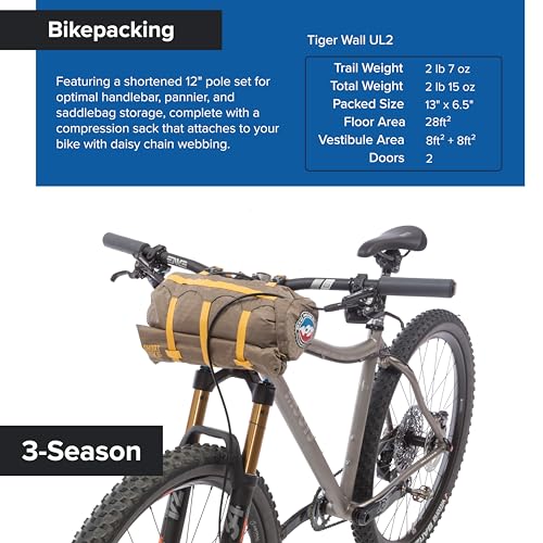 Big Agnes Tiger Wall UL Ultralight Bikepacking Tent with UV-Resistant Solution Dyed Fabric