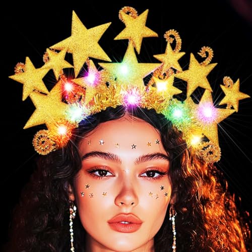 GORTIN Light up Star Headband LED Glowing Costume Headpiece Rave Hair Accessories for Women