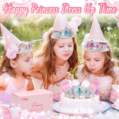 NINAOR Princess Crown Party Favors, 16Pcs Princess Dress Up Tiaras for Birthday Girl Cosplay Accessories, Princess Pretend...