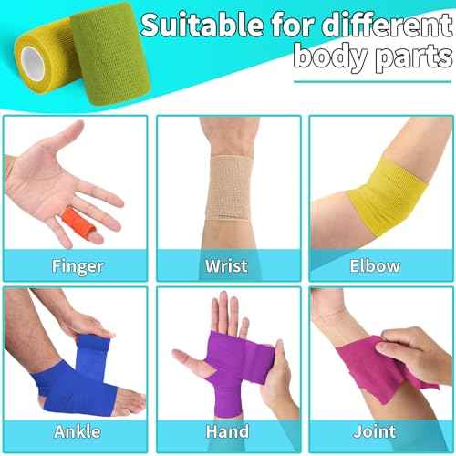 90 Pack Colorful Self Adhesive Bandage Wrap Bulk 2 Inch x 5 Yards Cohesive Bandage,Vet Wrap Breathable Elastic Self-Adherent Tape for Stretch Athletic Sports Wrist Ankle Dogs Pet Vet Wrap 18 Colors