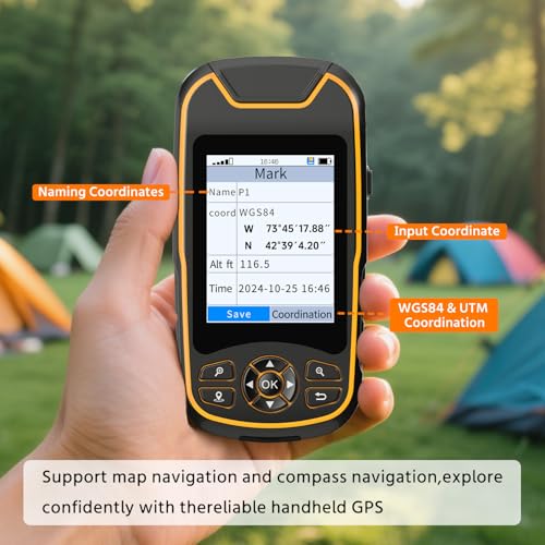 Handheld GPS for Hiking, Rugged and Waterproof Handheld GPS Navigator, 3.2" Sunlight Readable Screen, Compact Satellite Ha...