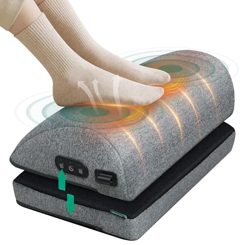 Snailax Heated Foot Rest Under Desk at Work, Desk Foot Stool with Heat & Vibration Massage, Adjustable Height, 2 Heat Leve...