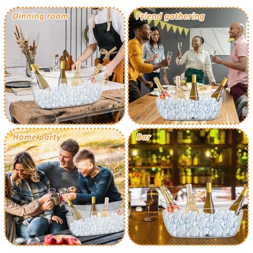 2 PCS Clear Ice Bucket Set - 5L Ice Buckets for Parties with Ice Bucket Scoop, Champagne Beer Tub Wine Beverage Bucket for...