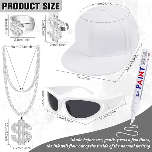 Goenb Solja Boy Hip Hop Costume Kit, Rapper Costume Accessories 80s 90s 2000s Hip Hop Costume Accessories for Men Women Adult