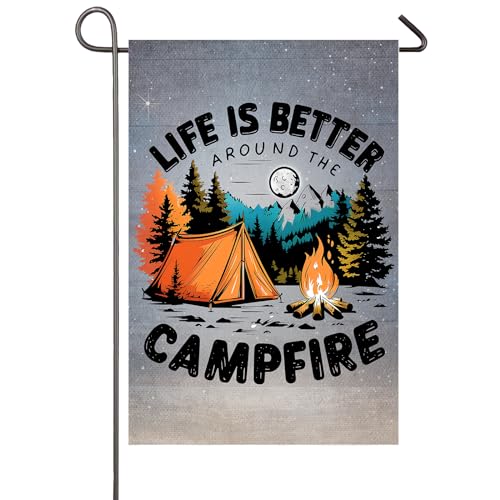 Camping Garden Flag 12x18 Inch Double Sided Life is Better Around The Campfire Camping Flags for Campsite RV Camper Yard O...