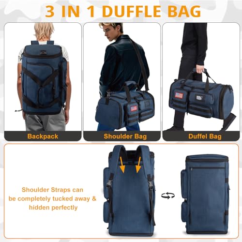 Expandable Gym Bag For Men,Tactical Large 3 in 1 Sports Duffle Bag With Shoes Compartment,Water Resistant Sports Gym Tote ...
