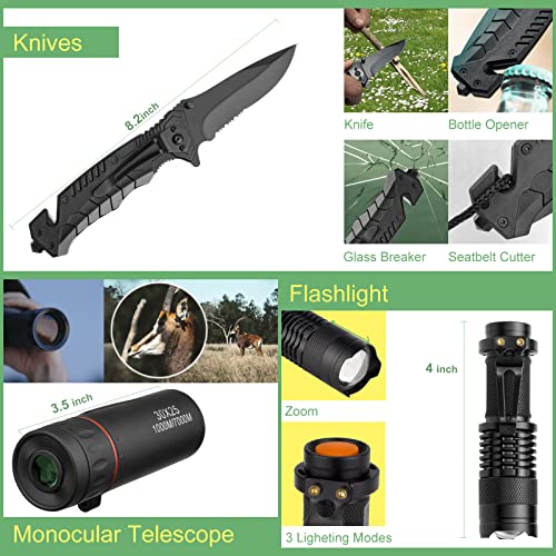 LANKAMO Emergency Survival Kit Gifts for Men Husband Dad, 34 in 1 Survival Gear and Equipment for Camping Hiking Outdoors ...