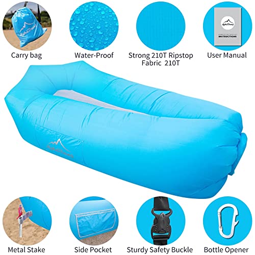 AlphaBeing Inflatable Lounger Air Sofa, Portable Inflatable Couch Mesh Hollow Air Hammock Anti Leakage Air Chair for Outdo...
