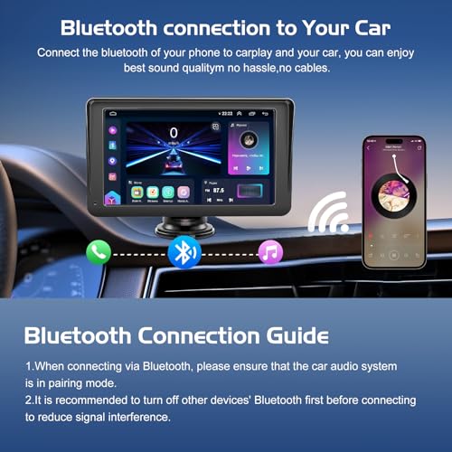 Portable Wireless Carplay Screen for Car Apple Carplay & Android Auto, 9" HD Touch Screen Car Stereo with 1080P Backup Cam...