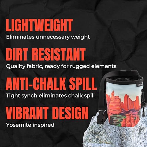 GNARLY DOOD Rock Climbing Chalk Bag | for Outdoor, Gym, & Bouldering | Adjustable Waist Belt, Durable Drawstring Closure,...