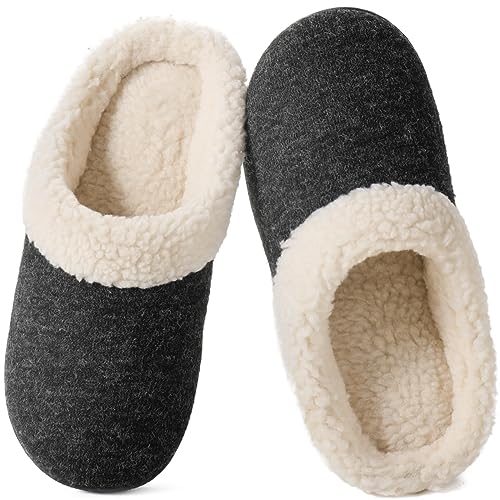 Wishcotton Women's Lamb-rub Sherpa House Slippers Memory Foam Indoor Outdoor