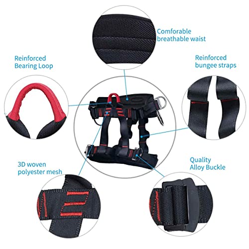 HandAcc Climbing belts, Thicken Professional Large Size Safety Belt for Caving Rock Climbing Fire Rescuing Rappelling Tree...