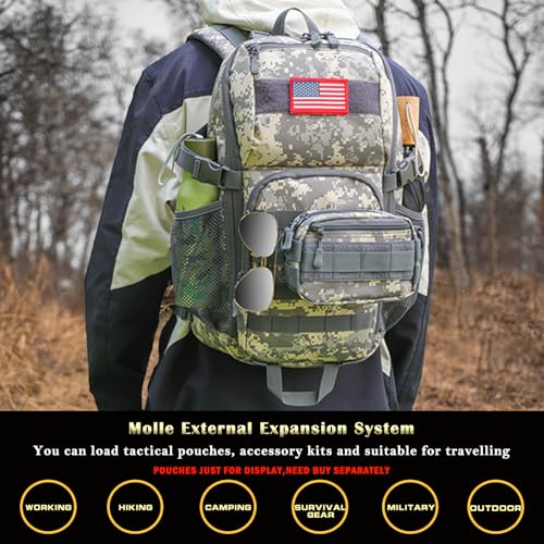 outdoor plus Camo Backpack,Military Boys Backpacks for School,Army Bookbag with USB Charging Port Waterproof,30l ACU Digital