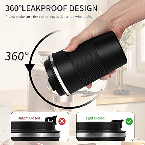 YINBAOGE Insulated Travel Coffee Mug, Spill & Leak Proof, Portable To Go Camping Stainless Steel Coffee Tumbler, Reusable ...