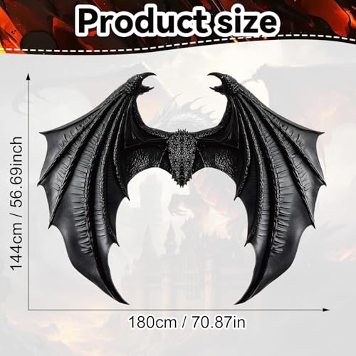 Black Dragon Wings Backdrop Dragon Theme Birthday Party Photography Background Knight Wings Hanging Banner for Birthday Ba...