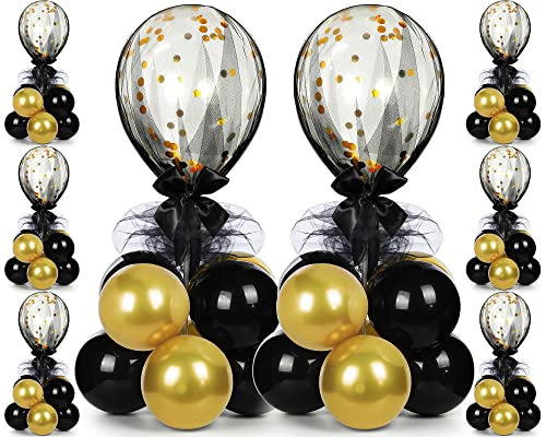 BBTO 8 Set Table Centerpieces Balloons Stand Kit, 80 Pcs Latex Balloons and Table Stand Holder with Base Tulle for Wedding...