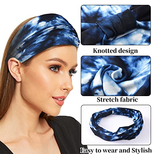 Yeshan Wide Headbands for Women Non Slip Boho Headband Elastic Tie dye Yoga Workout Sweat Bands Running Sport Hair bands,P...