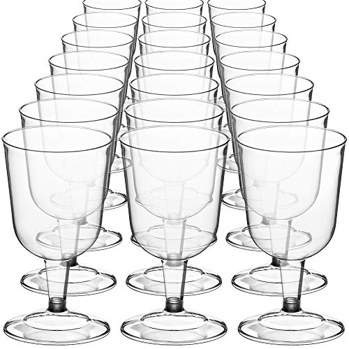 DecorRack 24 Wine Glasses, 6 Oz -BPA Free- Plastic Party Wine Cups, Perfect for Outdoor Parties, Weddings, Picnics, Stacka...