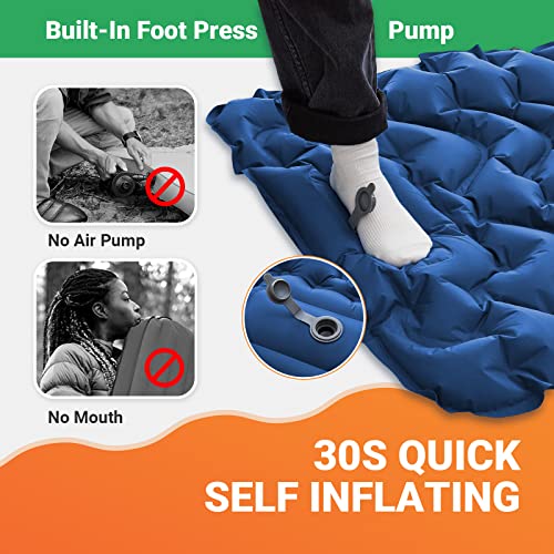 KingCamp Sleeping Pad for Camping, Inflatable Sleeping Pad Ultralight Connectable Camping Mattress with Pillow Built-in Fo...