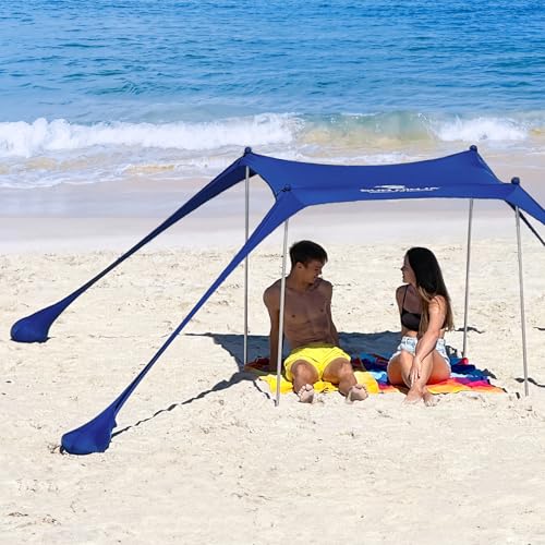Sun Ninja Beach Tent Sun Shelter UPF50+ - Easy Pop Up Beach Canopy - Outdoor Shade for Camping Trips, Fishing, Backyard Fu...